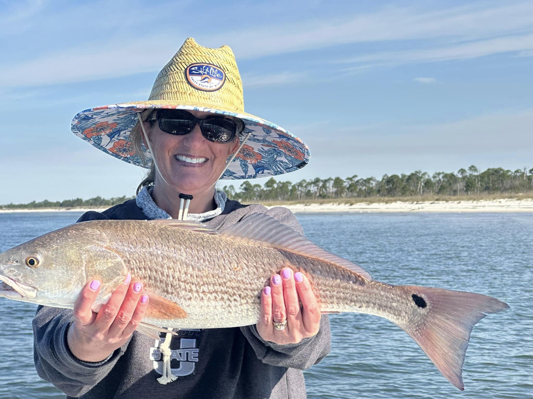 Redfish caught in FL during fishing water sports activity