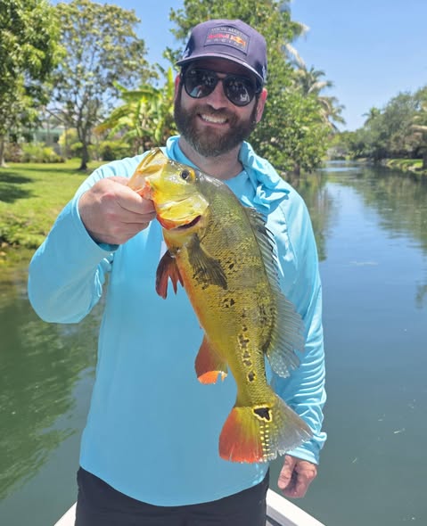 Peacock bass caught during fishing tour in Fort Lauderdale FL