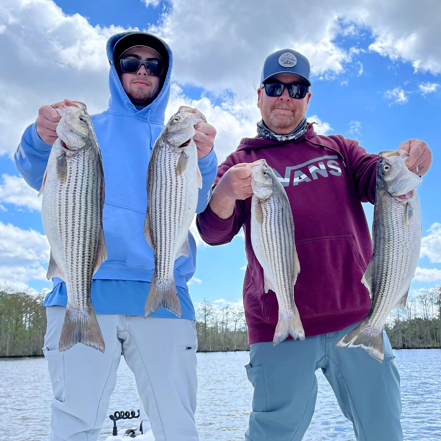 4 striped bass caught by 2 people in Manteo