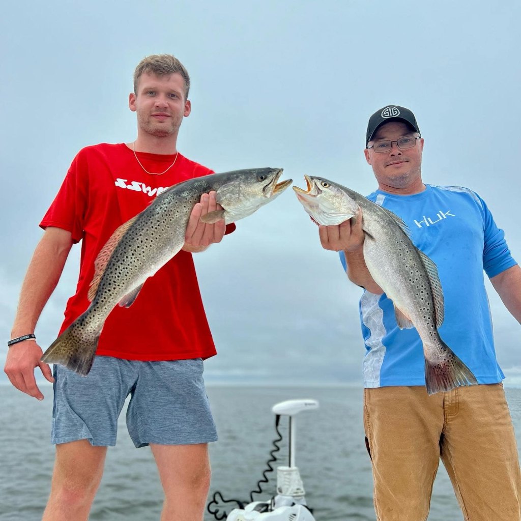 Two spotted weakfish, 22 inches long, caught in NC