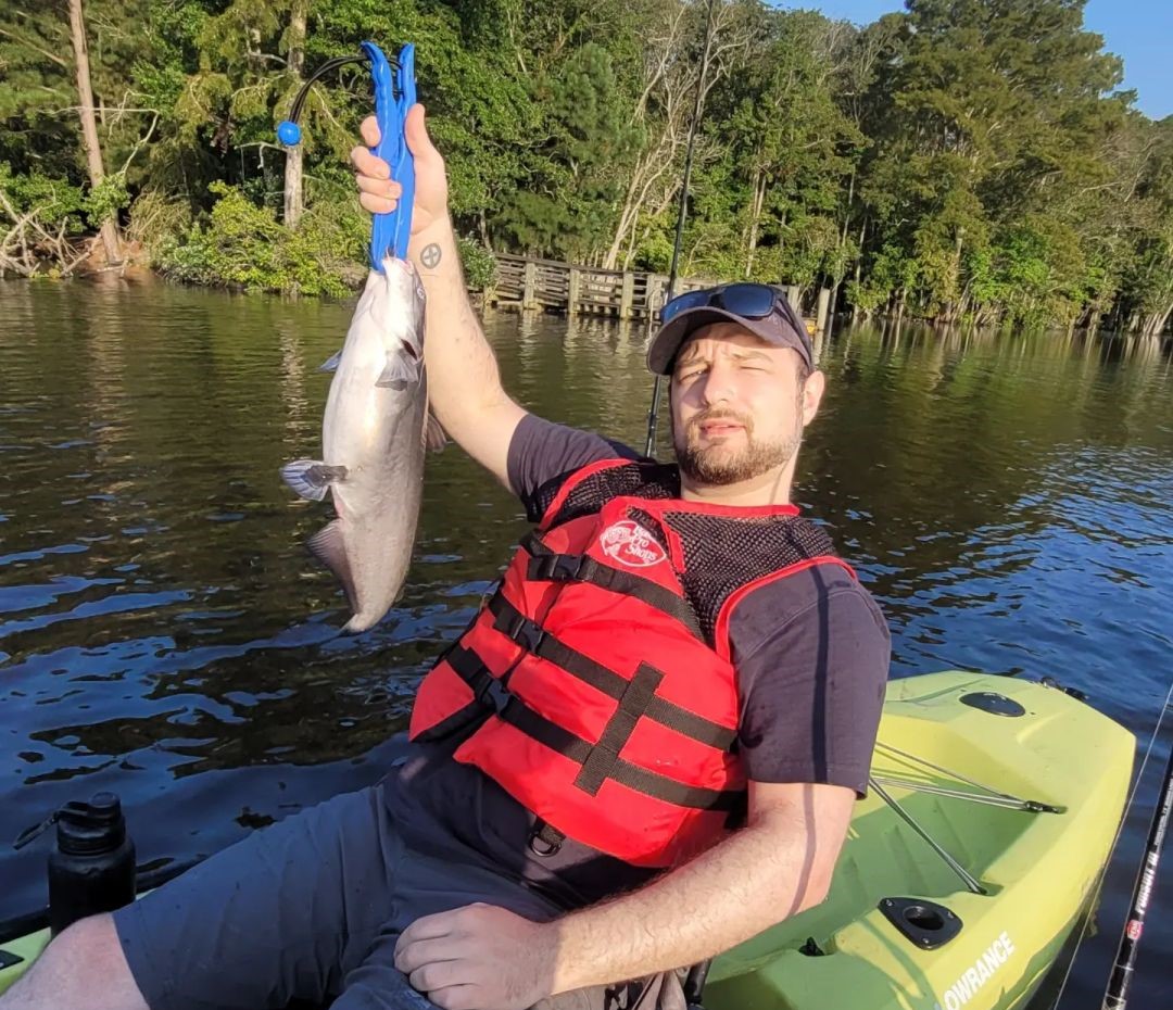Photograph of a blue catfish caught in Berlin