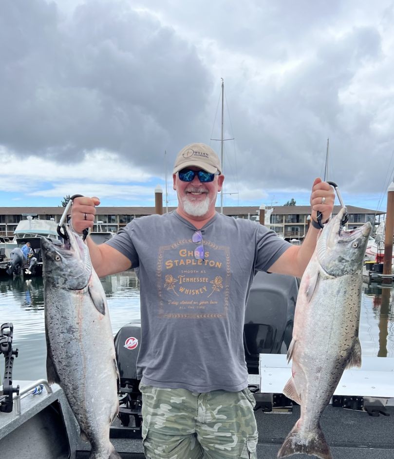 Two Chinook Salmon caught while fishing in OR