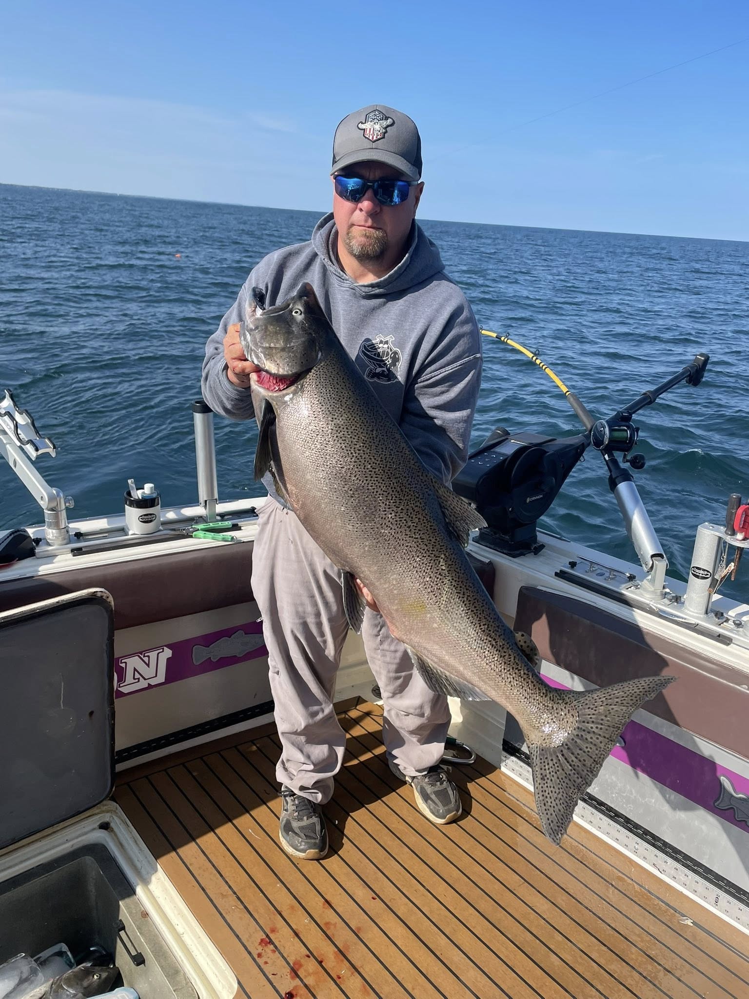 Large Chinook salmon caught while fishing in Olcott NY waters