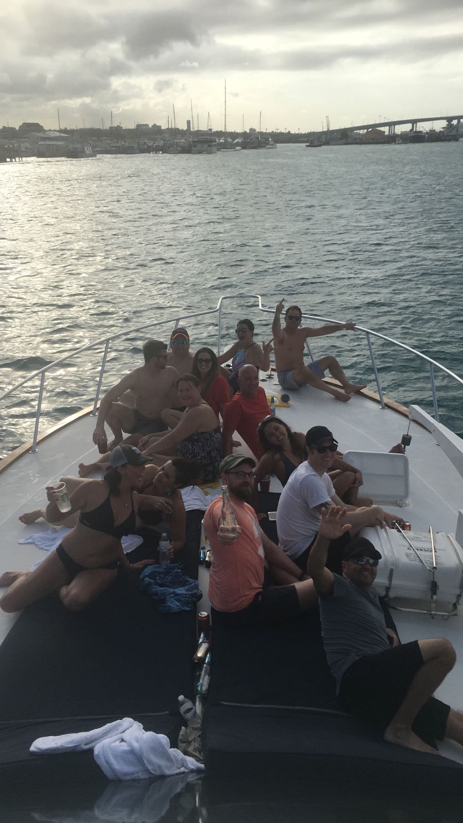A group of 11 people fishing in Nassau
