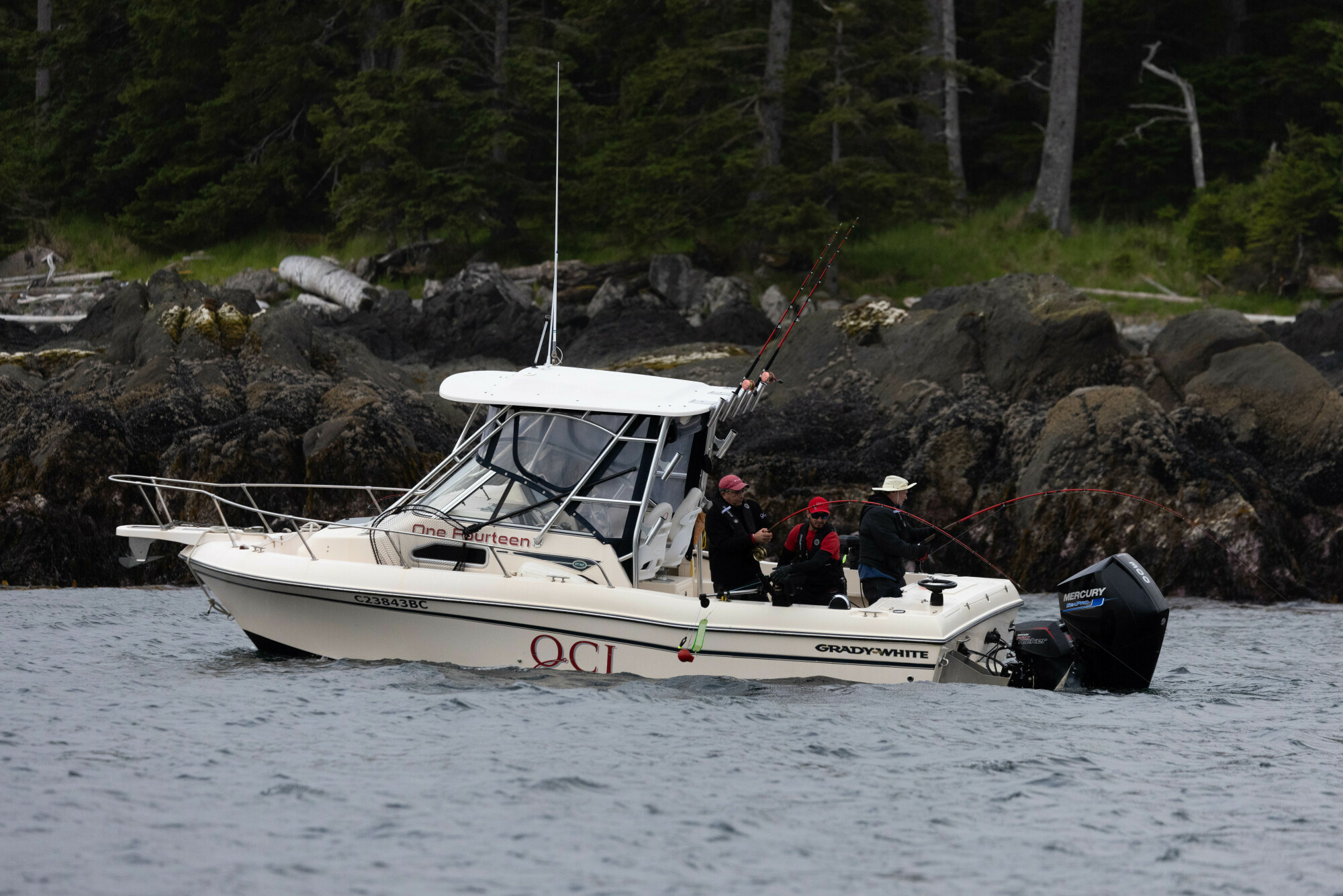 Three people fishing in Haida Gwaii