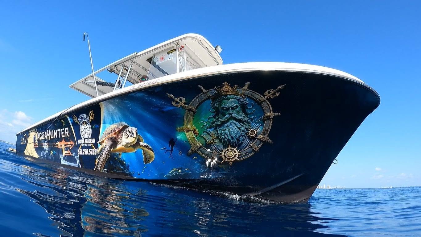 Private scuba diving charter boat Aqua Hunter at Lake Park Harbor Marina Florida