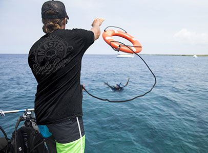 Rescue Diver certification training in West Palm Beach waters with emergency response skills