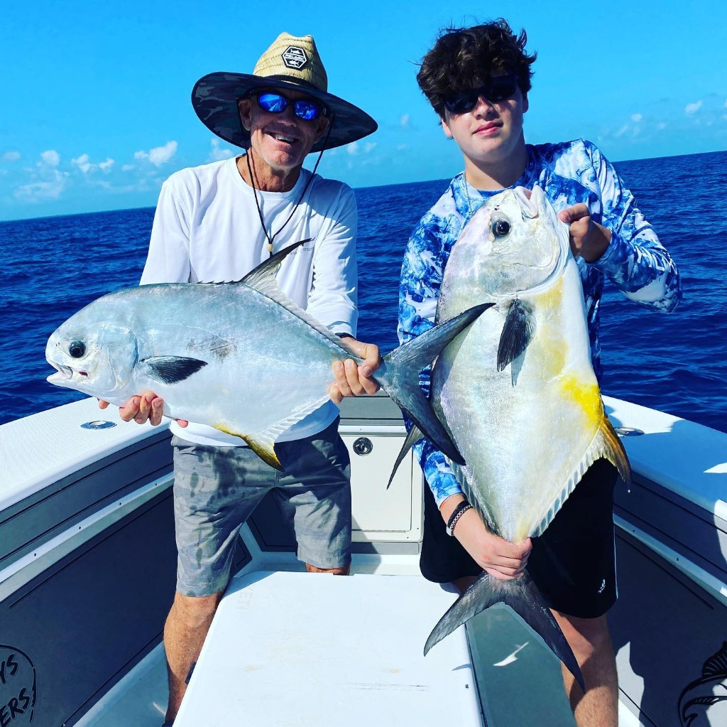 Two permit fish caught in Marathon, Florida