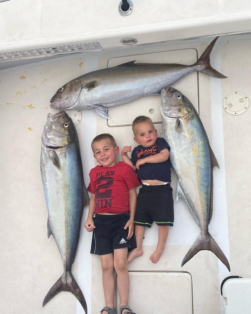 Three great amberjack caught by two people in Marathon