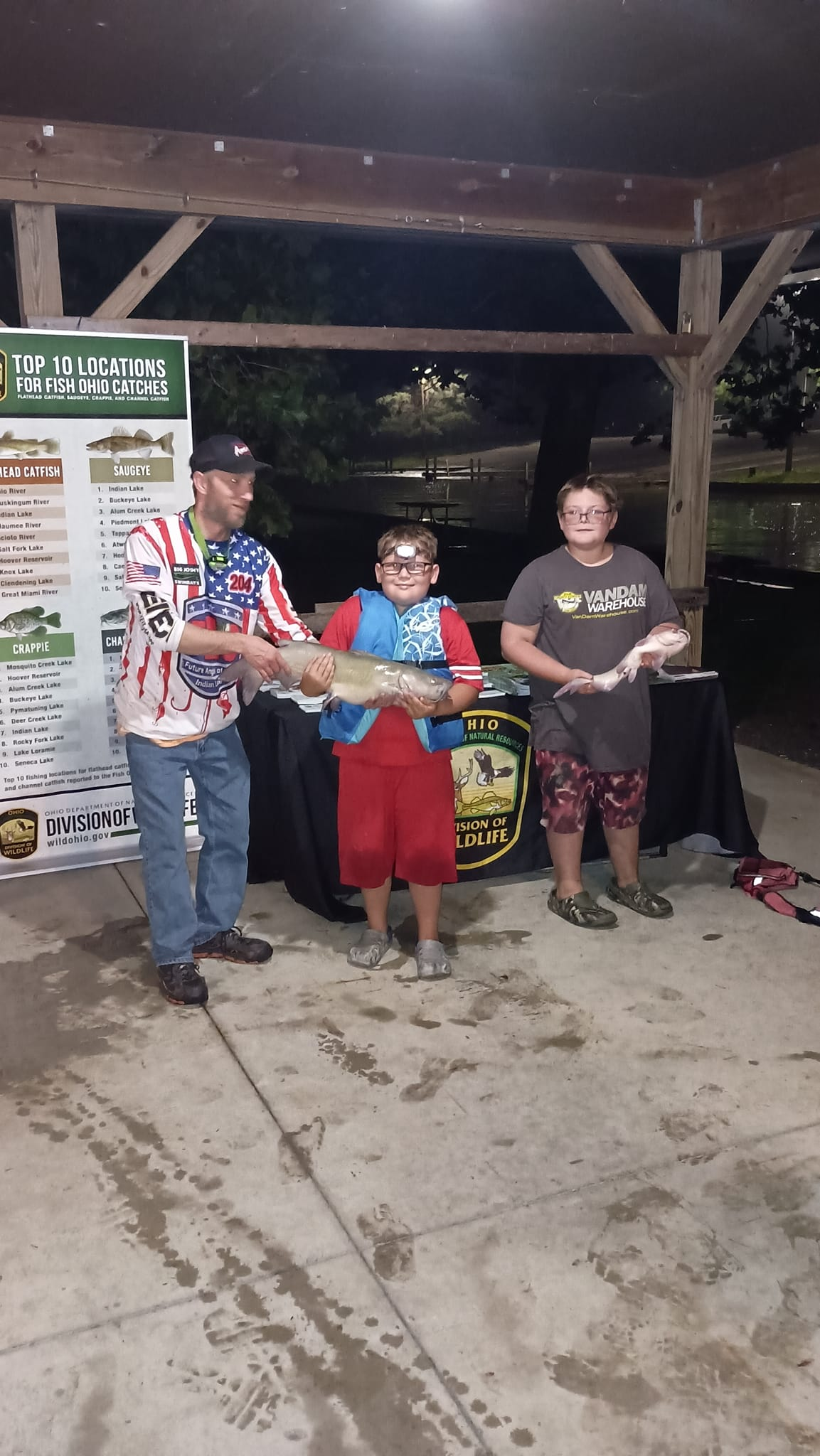Three people fishing in Ohio