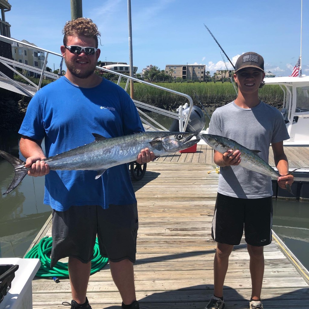 Two king mackerel and spanish mackerel fish caught in South Carolina