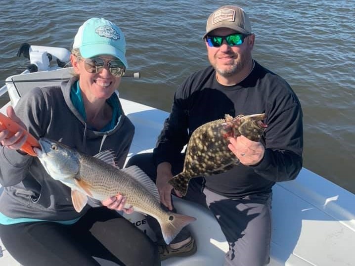 Two redfish caught on fishing trip in Carolina Beach