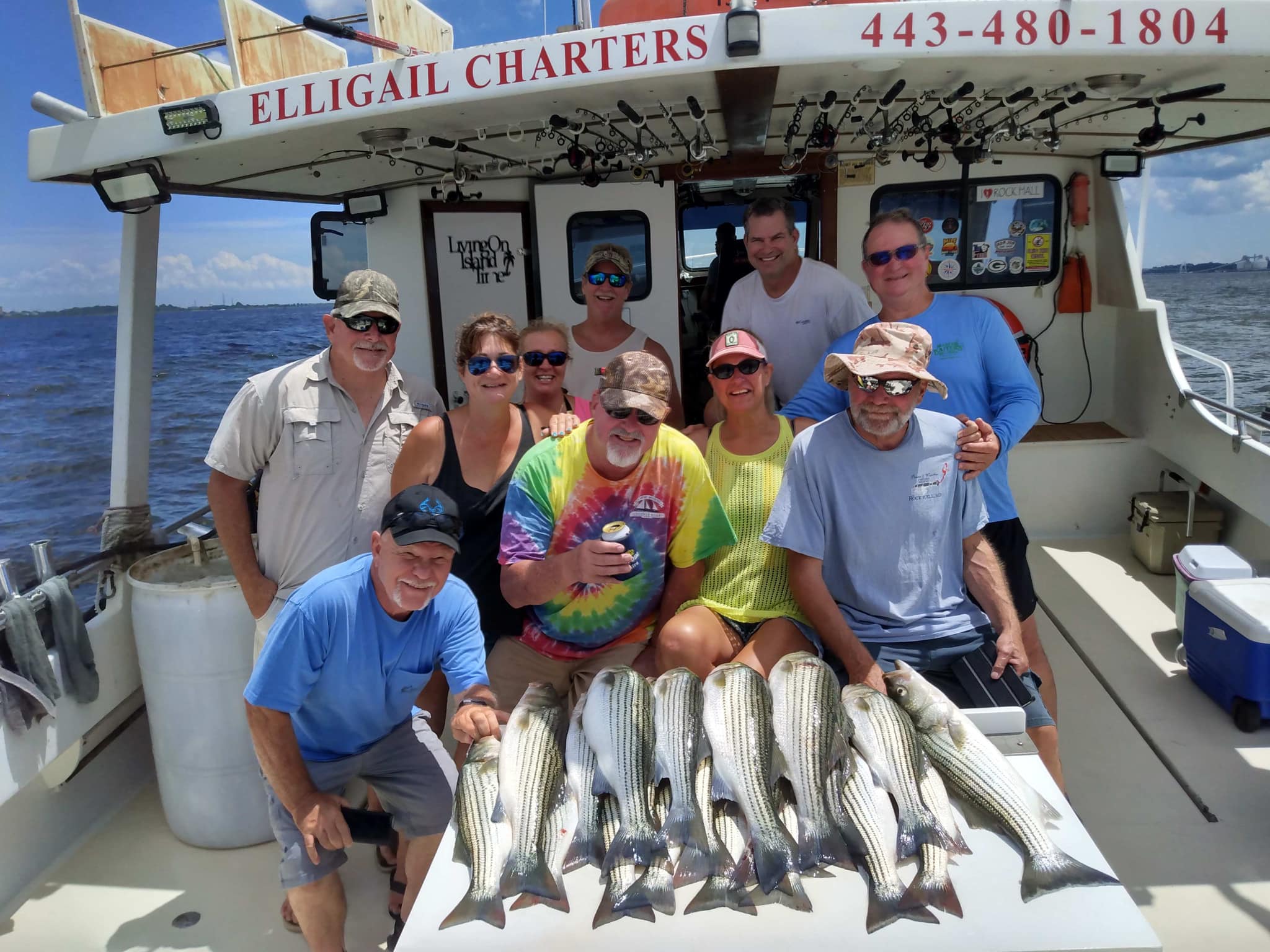 Striped bass caught fishing at Rock Hall