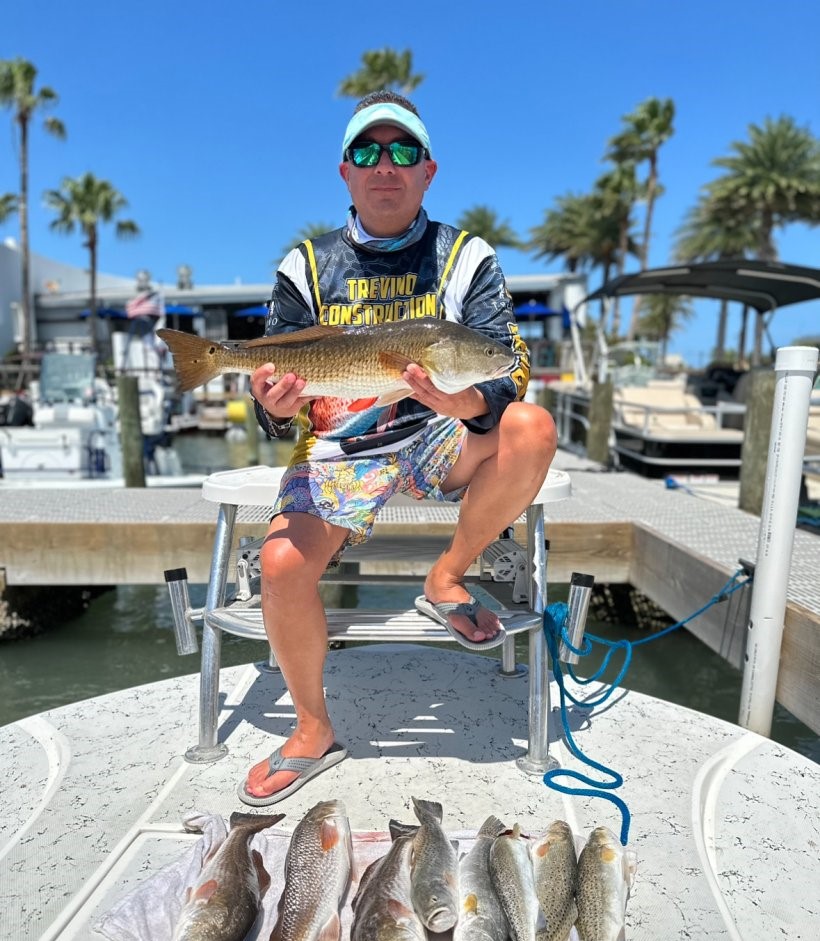 Four redfish caught on a fishing trip at South Padre Island