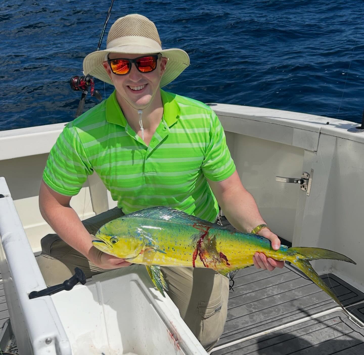 Mahi mahi catch displayed on fishing boat deck in Cape May NJ