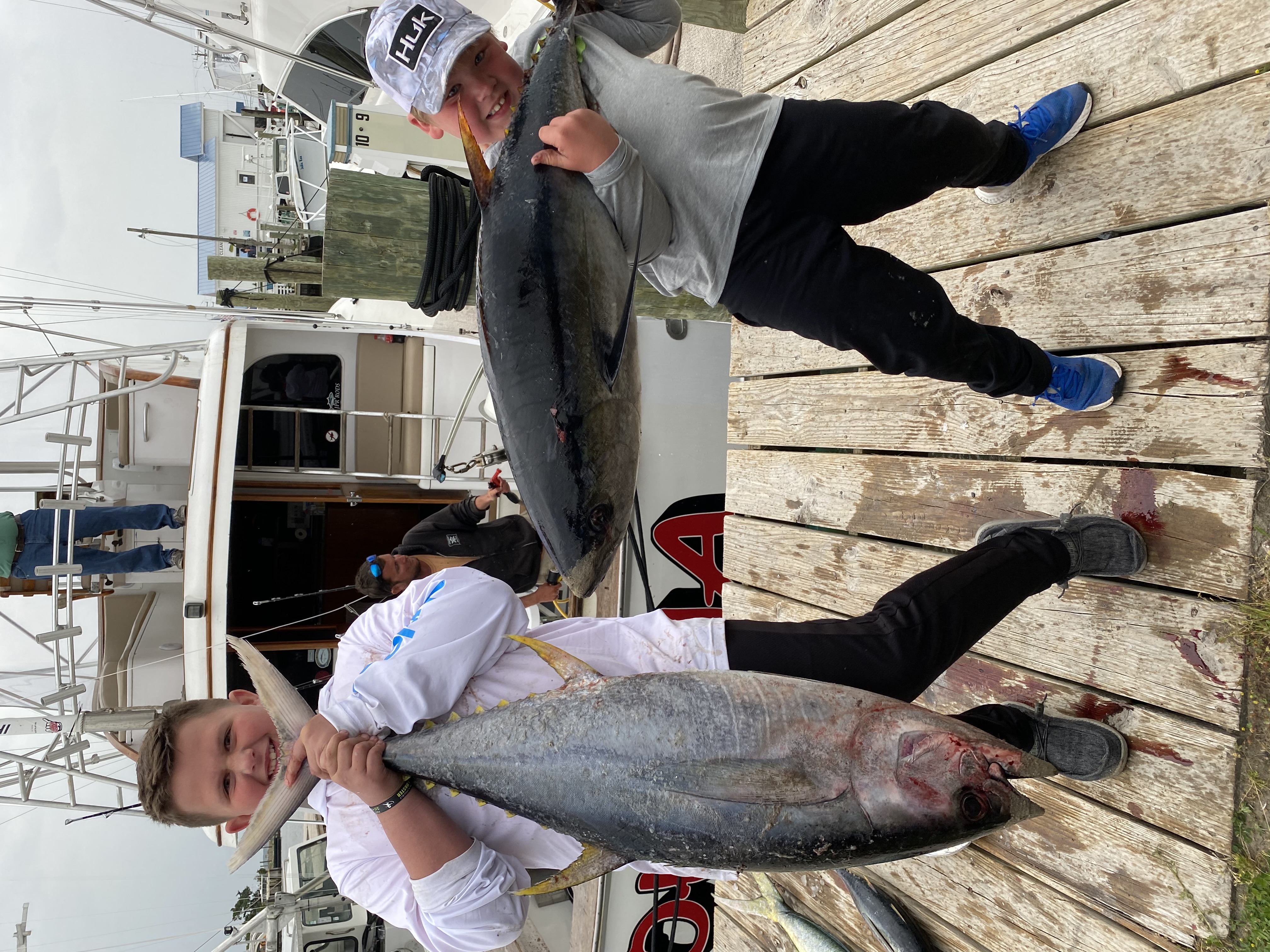 Two blackfin tuna and yellowfin tuna caught while fishing in North Carolina