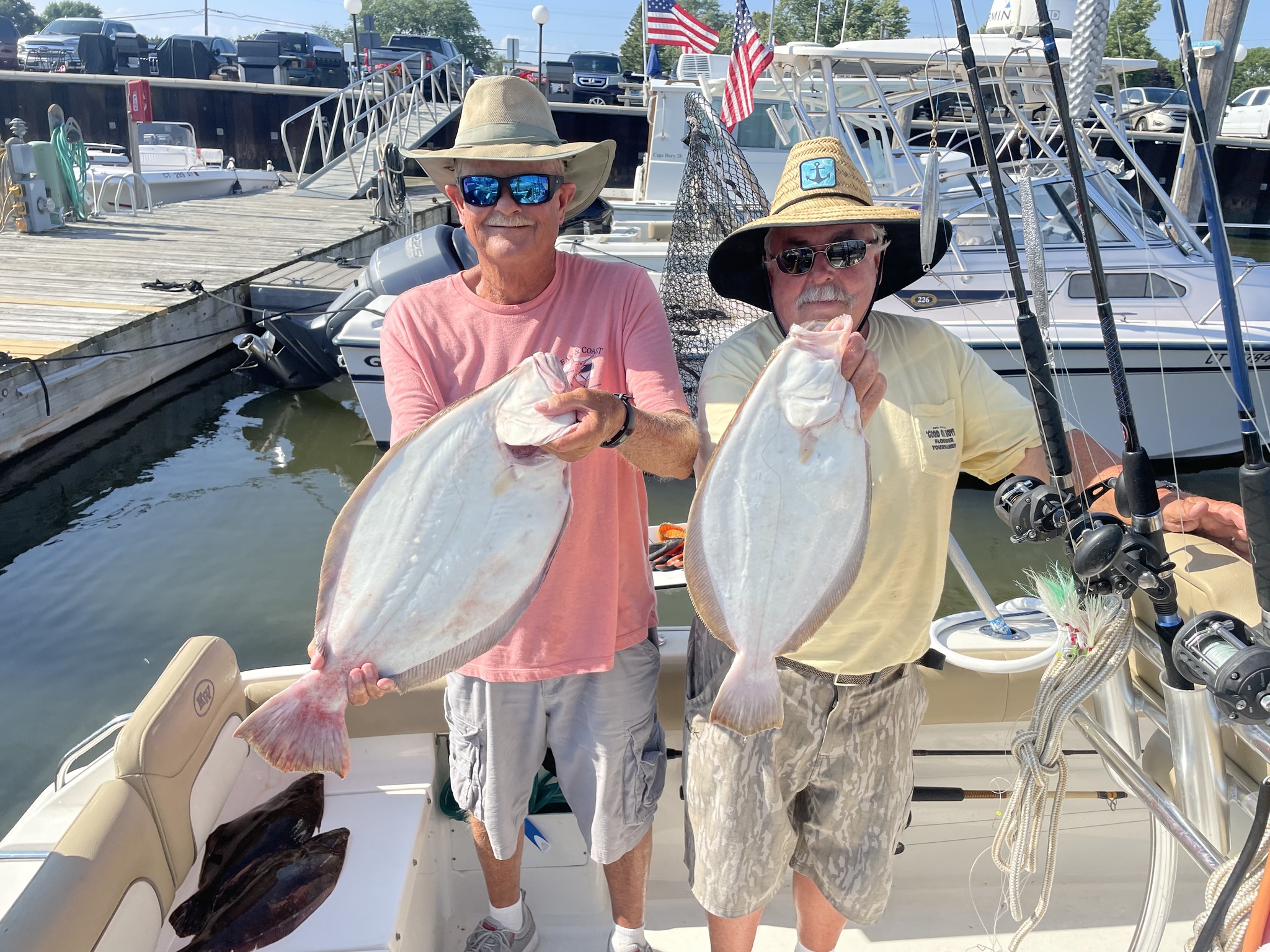Two winter flounder, 19 inches, caught fishing in CT