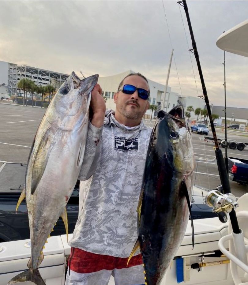 Two yellowfin tuna caught while fishing in Florida