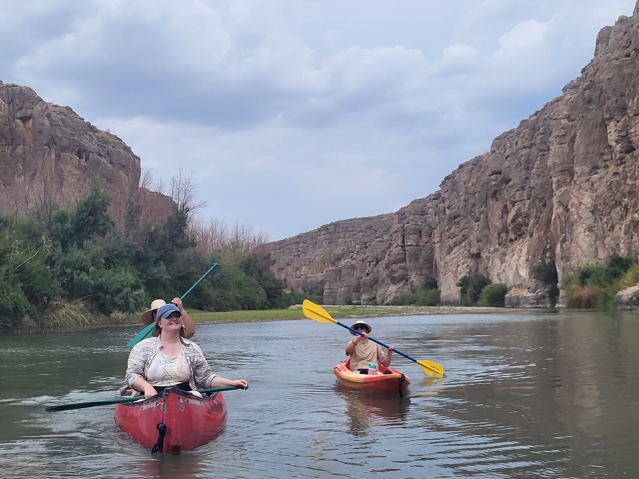 Three people enjoying a guided tour in Terlingua