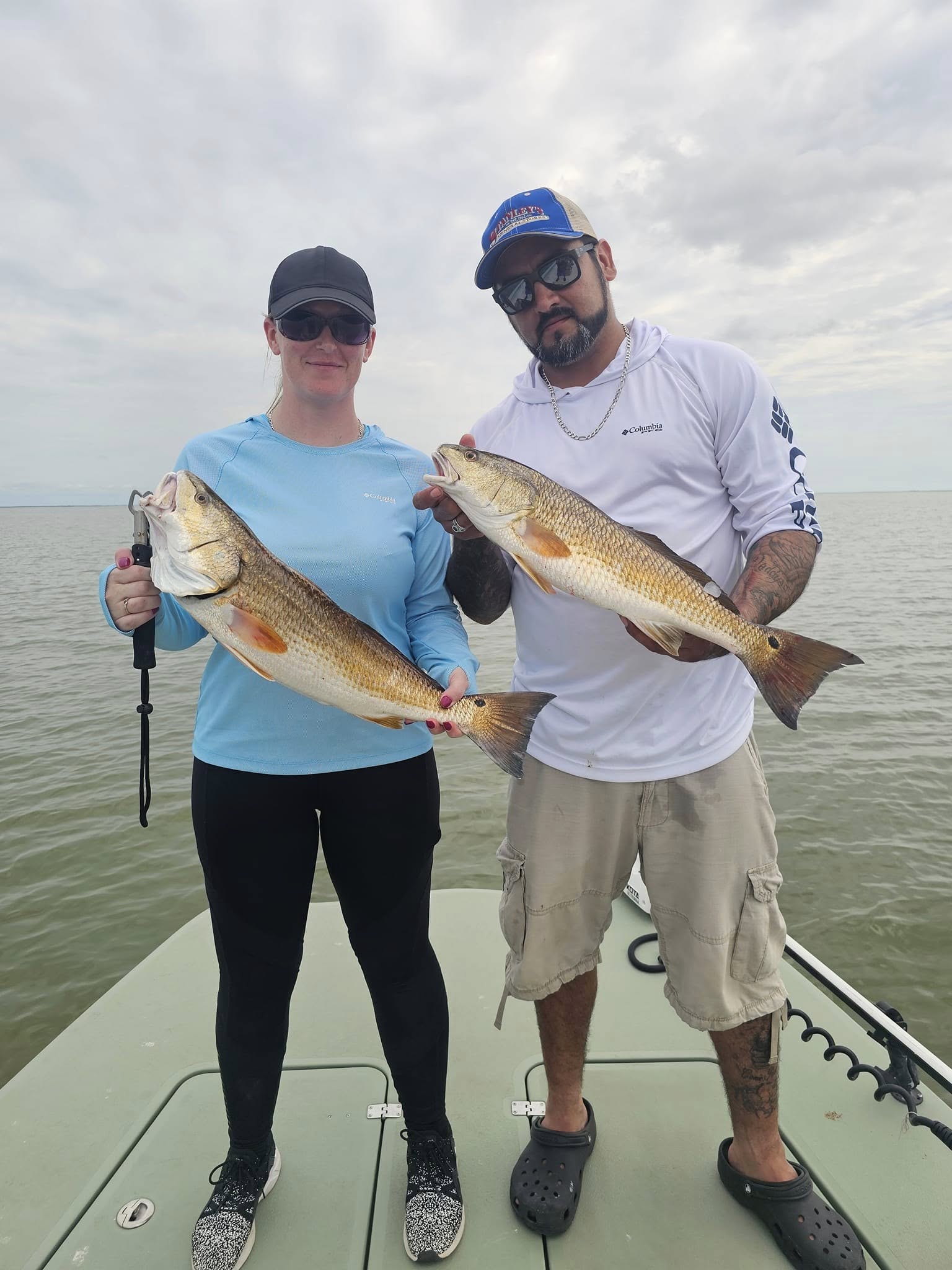 Two large redfish caught on fishing charter in Sargent TX