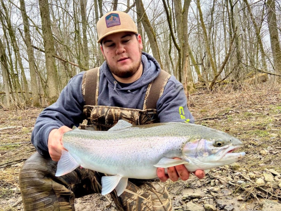 A single rainbow trout, 22 inches long, caught in Sheboygan