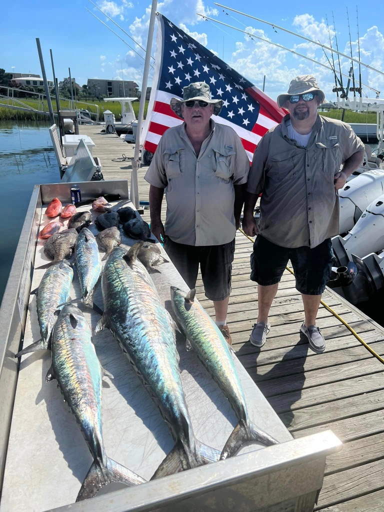 4 huge Atlantic Mackerel fish caught in Murrells Inlet