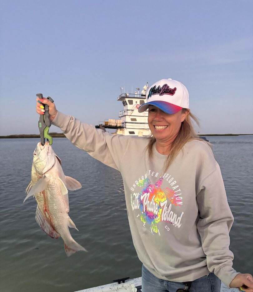 Black drum fish catch in Port Isabel TX fishing waters