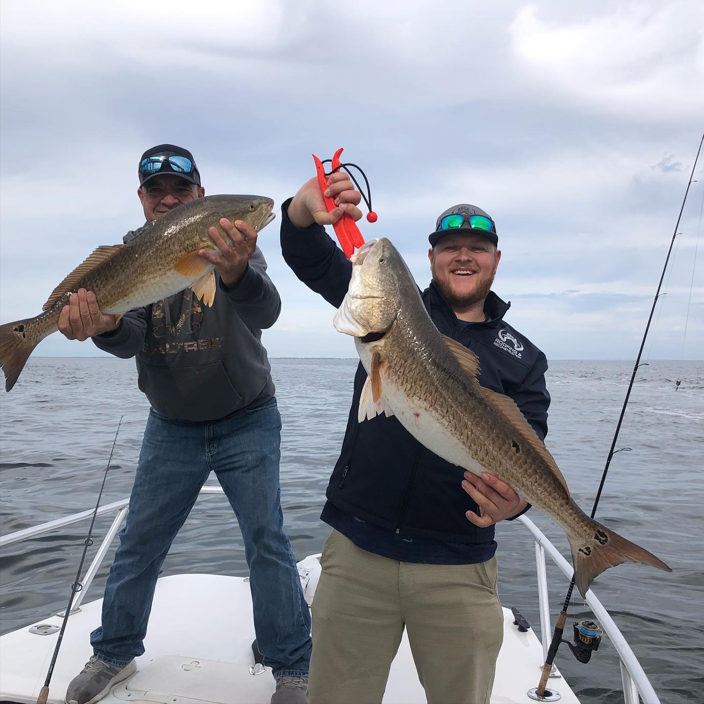 Two anglers enjoying a fishing trip in FL