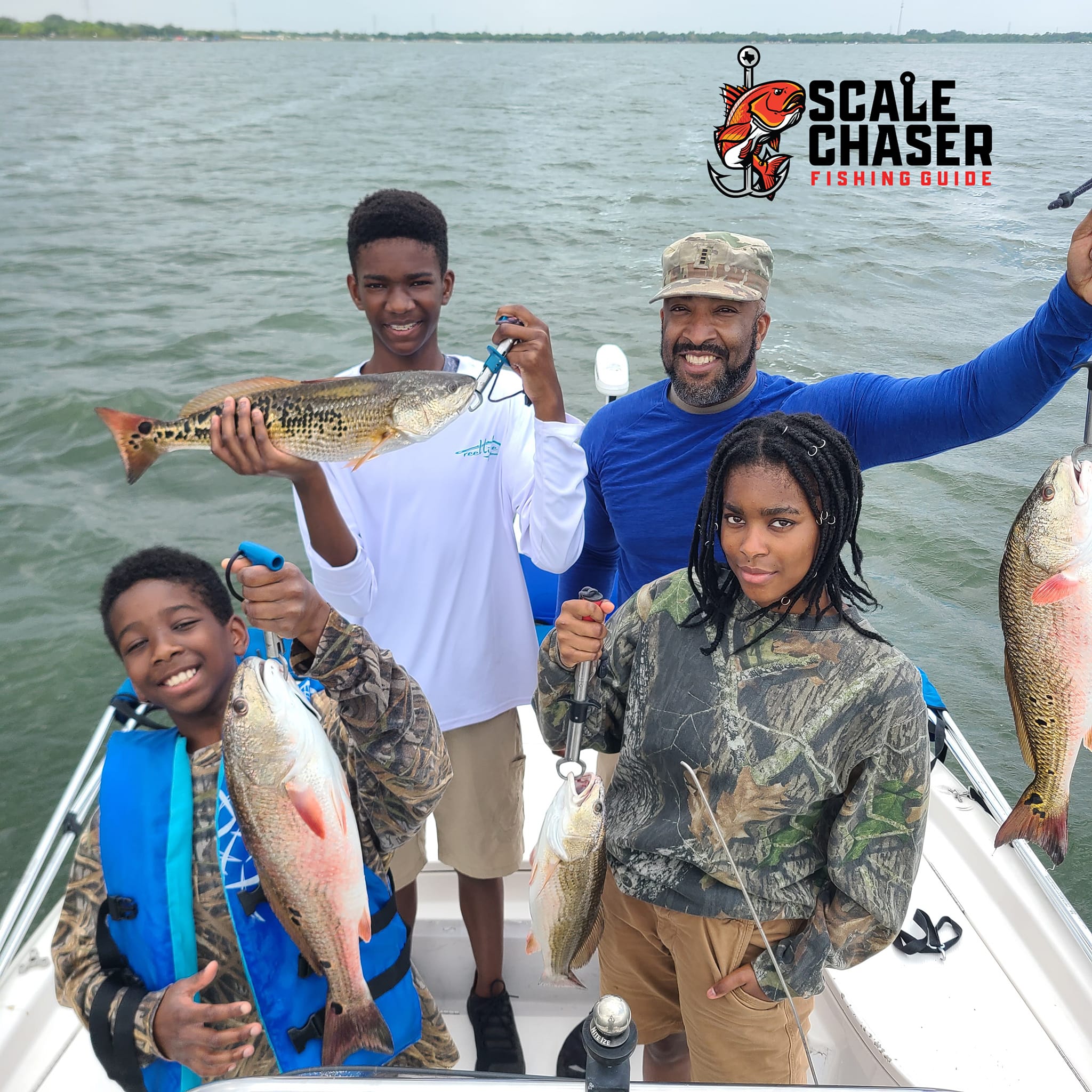 4 huge redfish caught in San Antonio