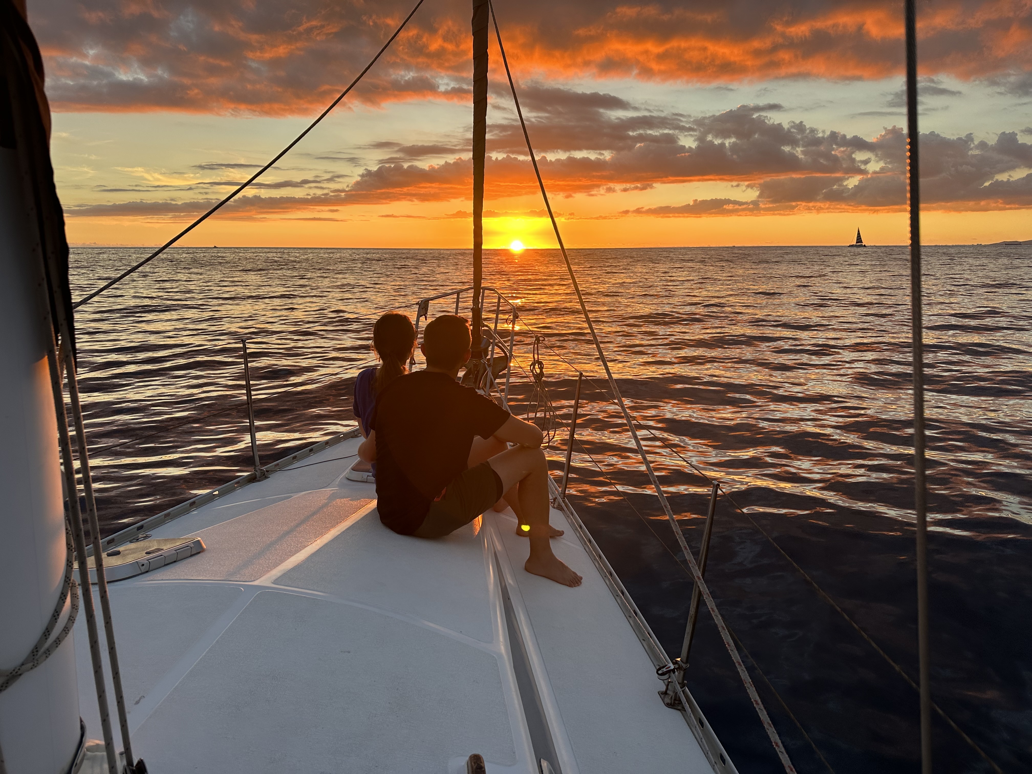 Sunset sailing cruise in Honolulu Hawaii with Diamond Head views and whale dolphin watching