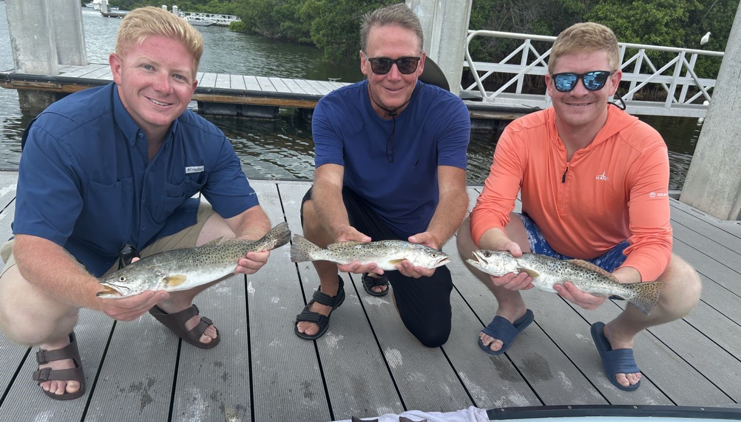 Three spotted weakfish caught while fishing in Florida