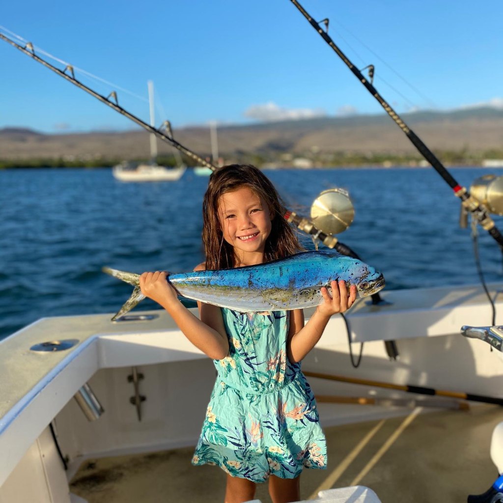 A single mahi mahi or common dolphinfish caught in Haleiwa