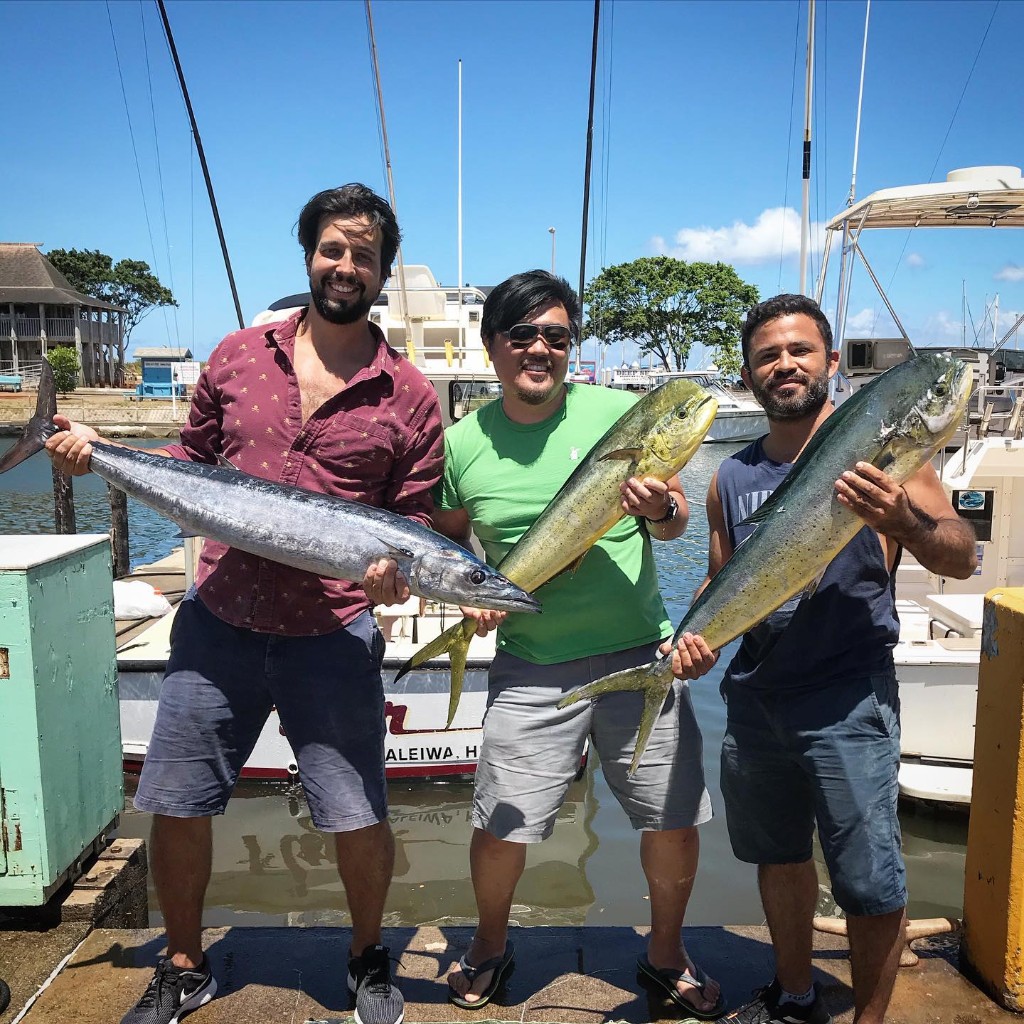 Trio of Wahoo fish caught during a fishing trip in HI