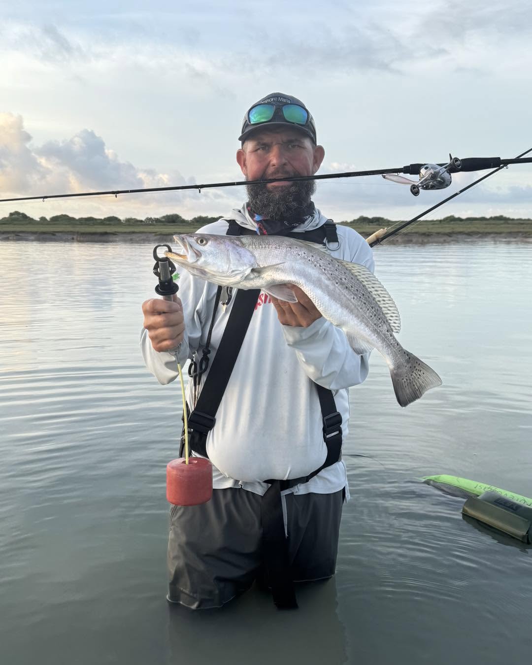 Speckled trout catch while wade fishing in Aransas Pass TX shallow waters