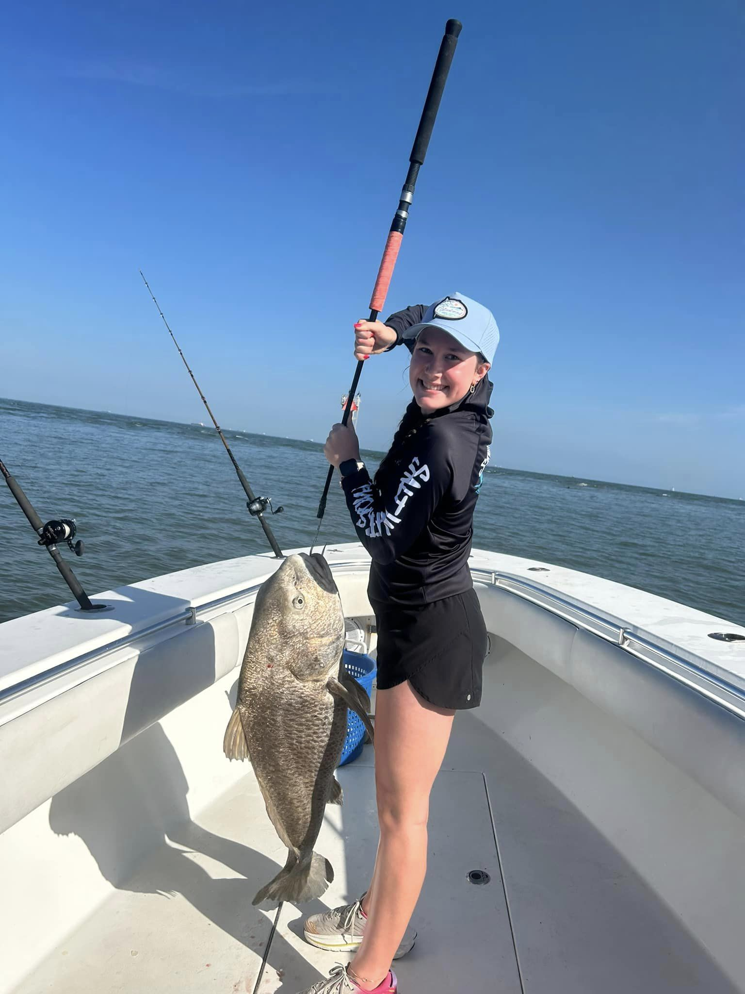 A large black drum fish caught in Galveston, Texas