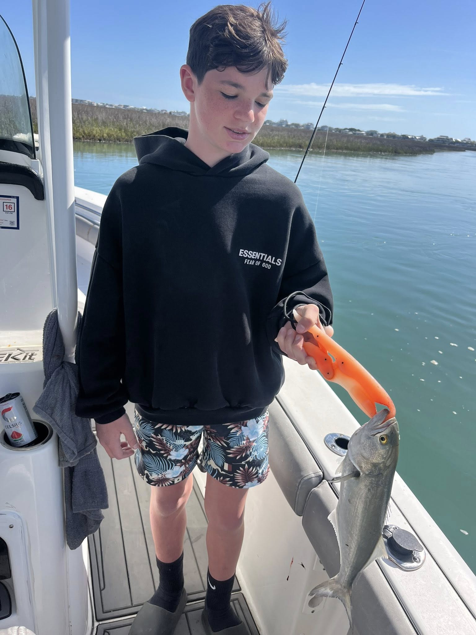 Bluefish caught fishing in Murrells Inlet SC on boat deck