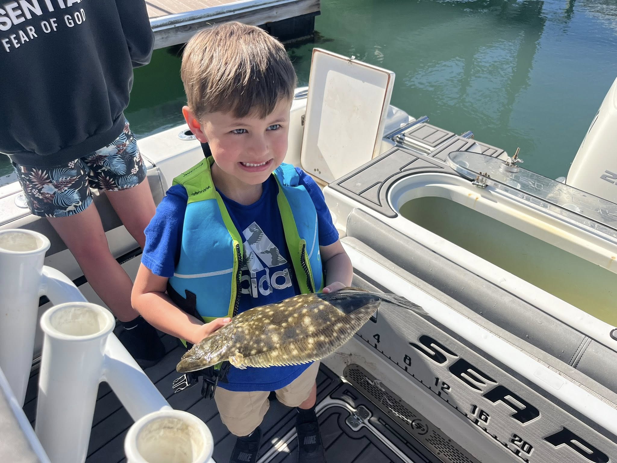 Southern flounder caught fishing in Murrells Inlet SC on boat deck