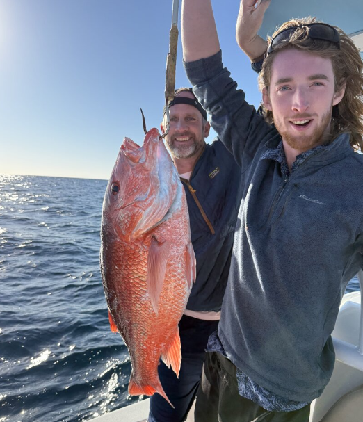 Red snapper catch displayed on fishing boat in Panama City FL waters