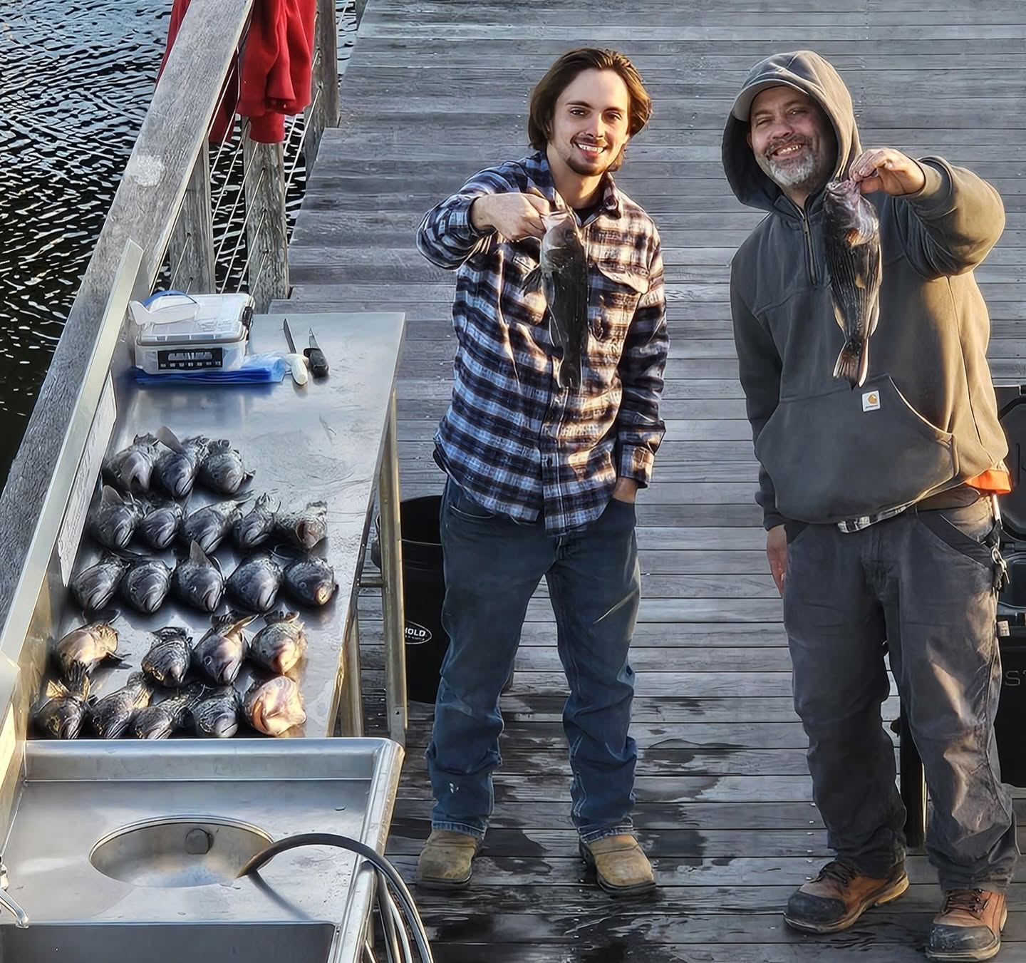 Fresh caught fish displayed on boat deck after successful fishing trip in Charleston SC