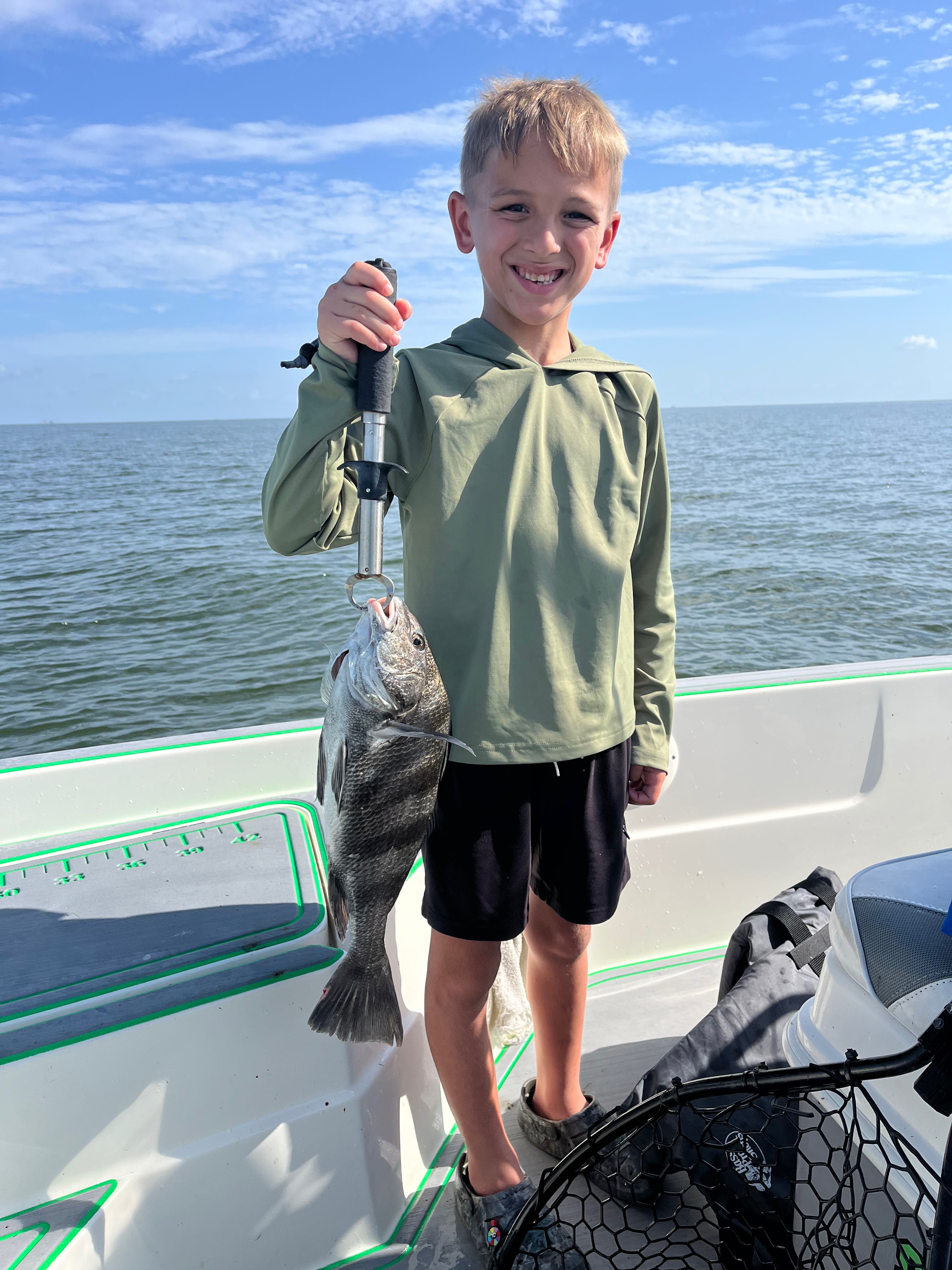 Black drum fish caught on fishing boat in St Bernard Louisiana waters