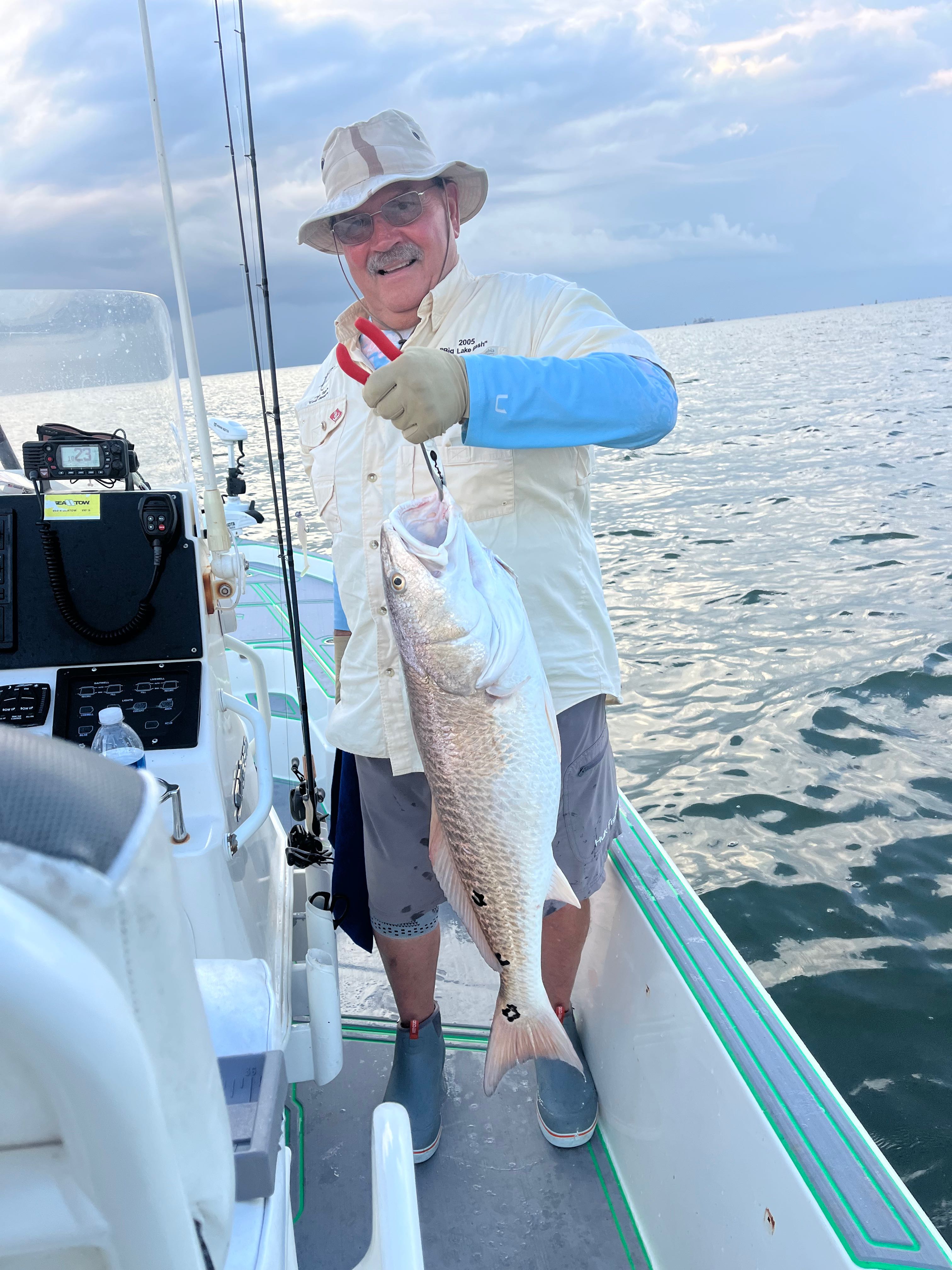 Large redfish caught on fishing boat in St Bernard Louisiana