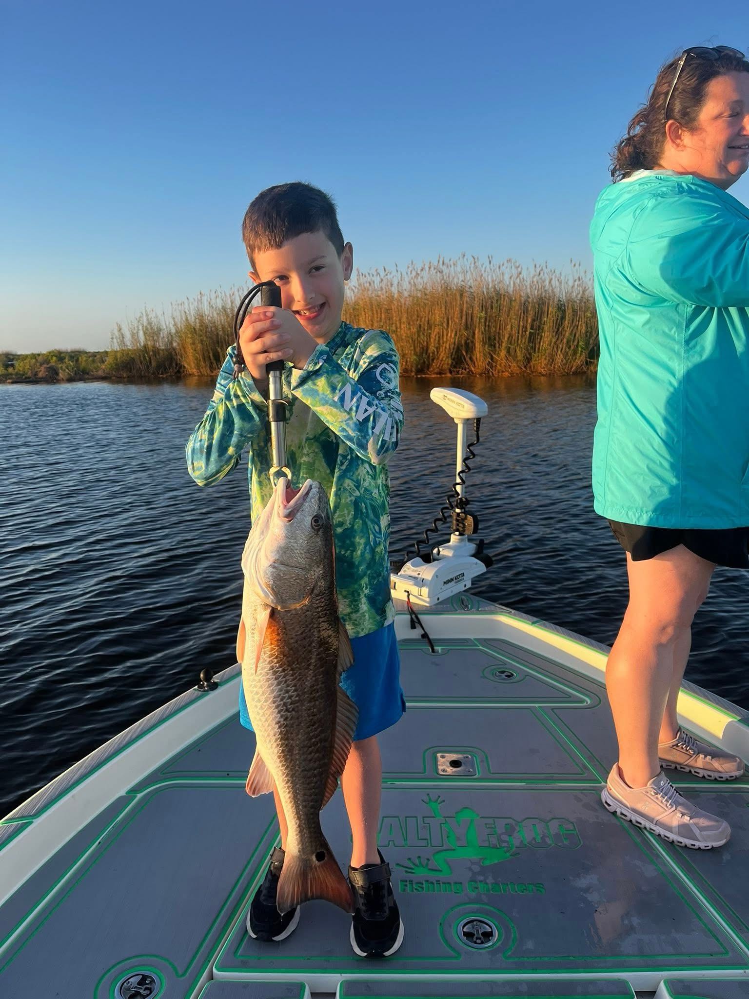 Redfish caught on fishing charter boat in St Bernard Louisiana