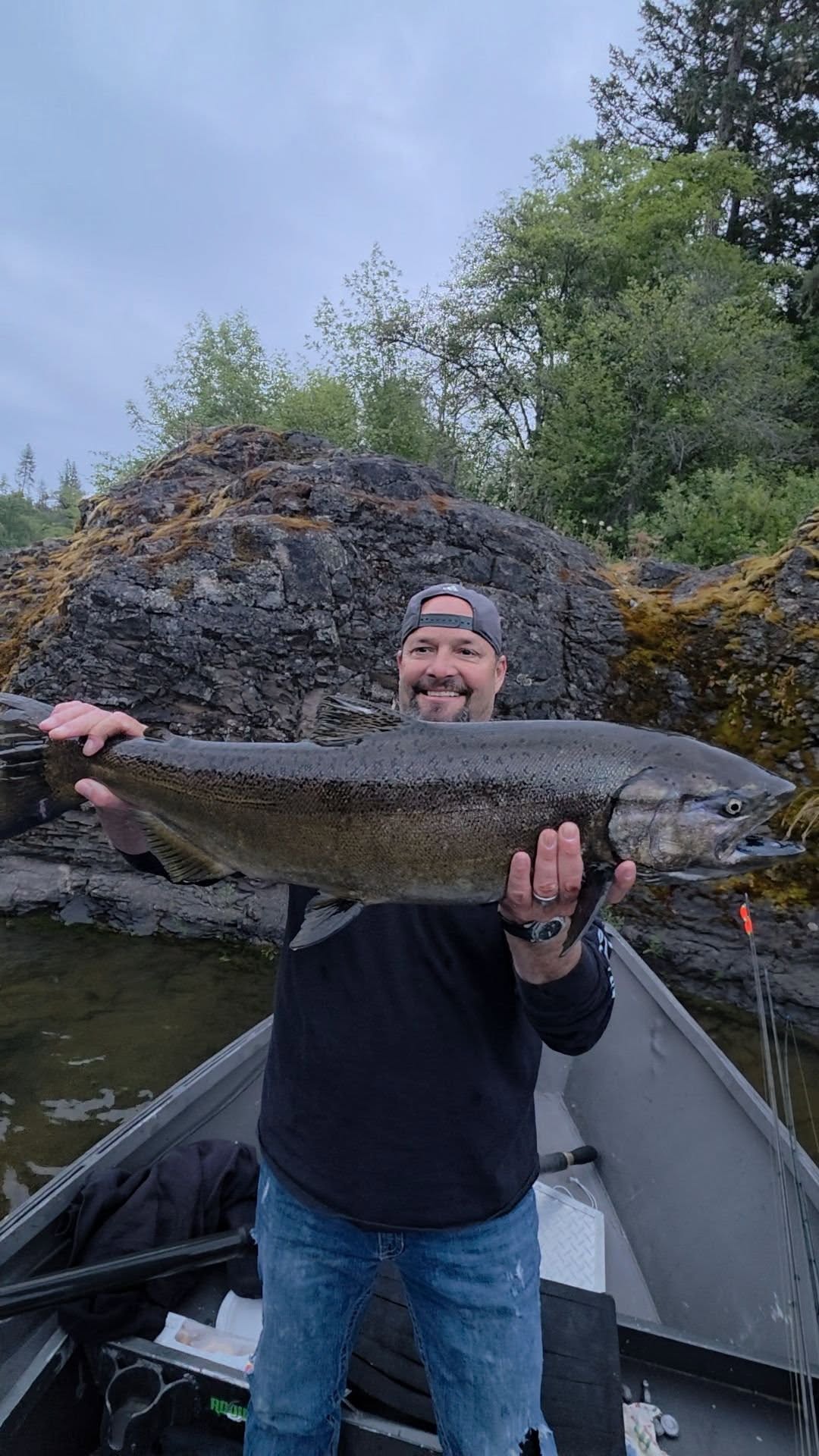 Large Chinook salmon caught during fishing tour in Central Point OR