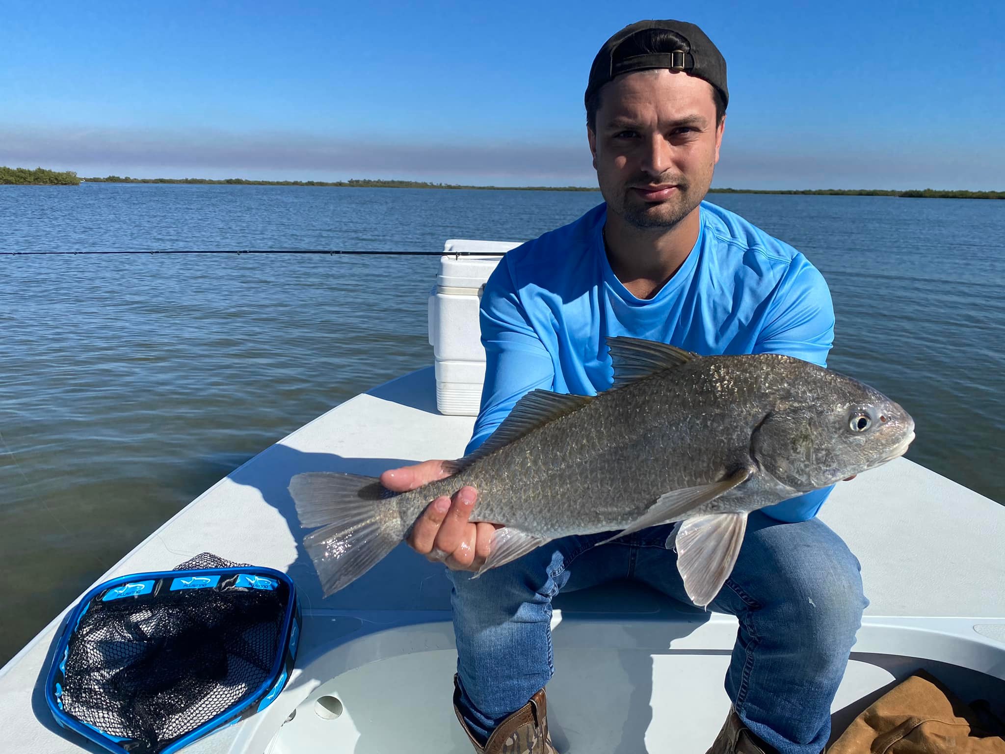 Fishing for a huge black drum fish in Oak Hill