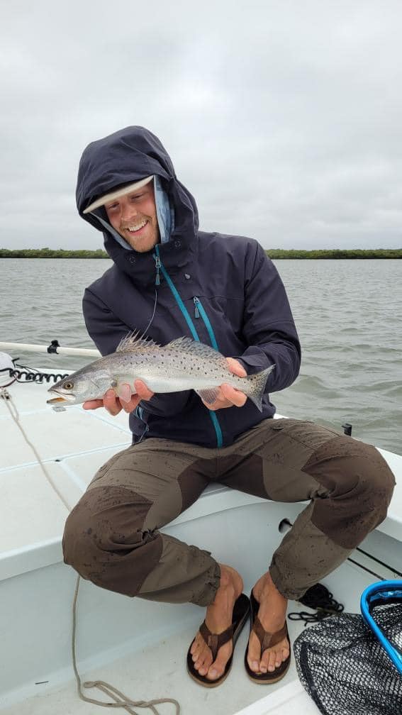 Photograph of a 16-inch Spotted Weakfish caught while fishing in FL