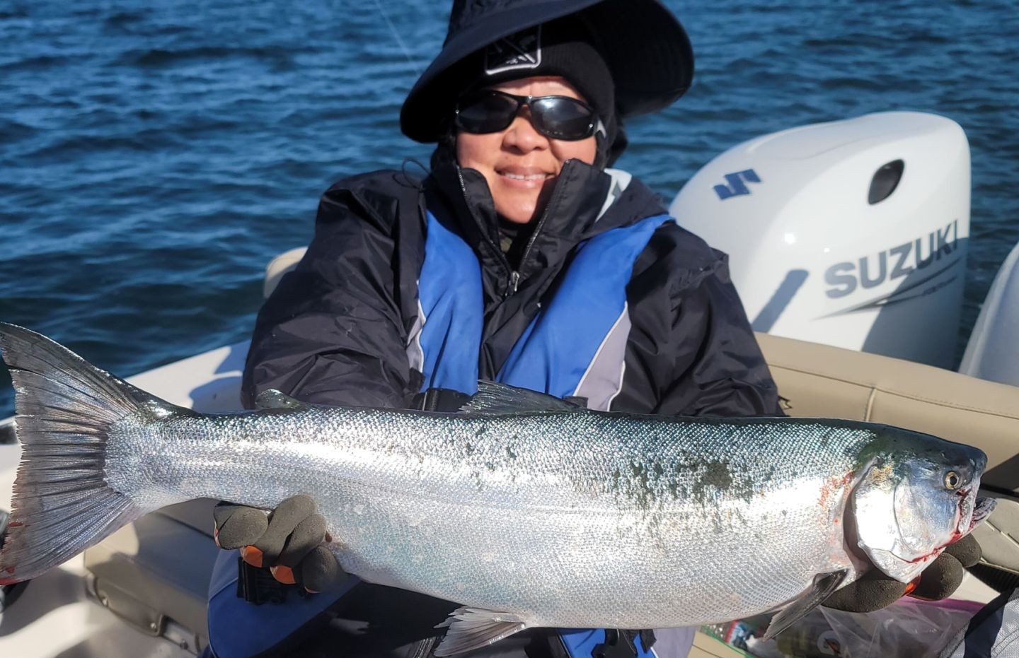 Coho salmon caught while fishing in Santa Barbara CA