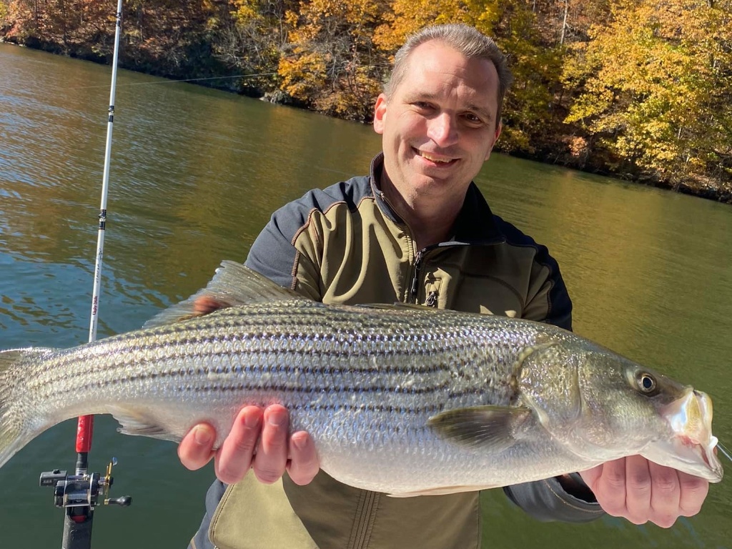Striped bass fishing in Moneta