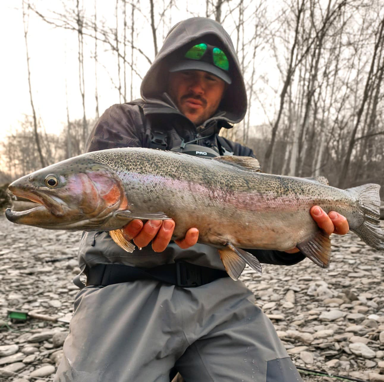 Angler with a rainbow trout in OH