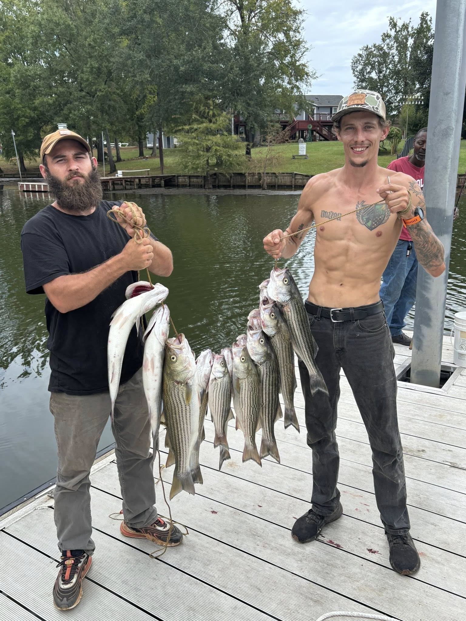 Three striped bass caught while fishing in Clover