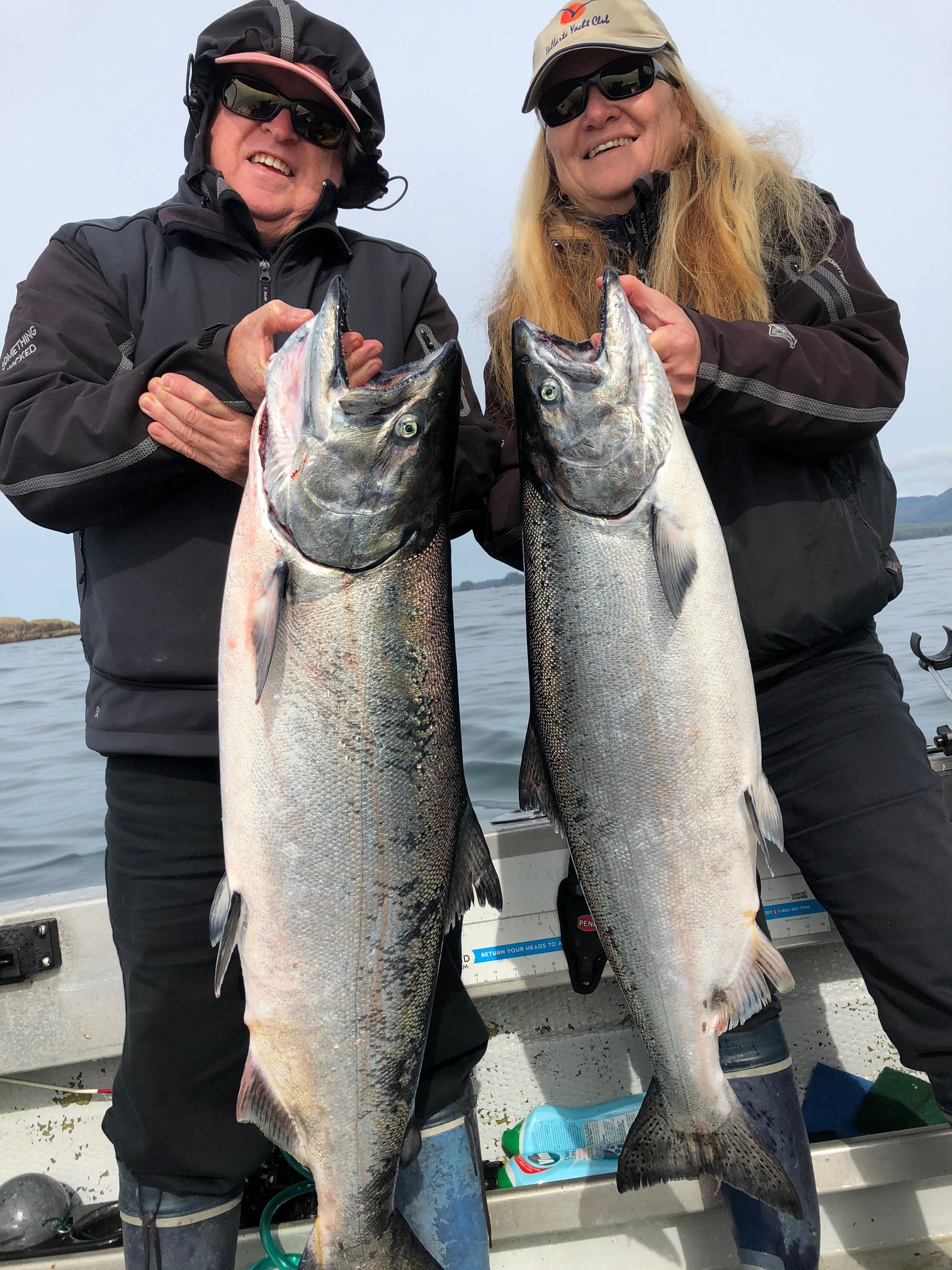 Two chinook and coho salmon, fishing in BC